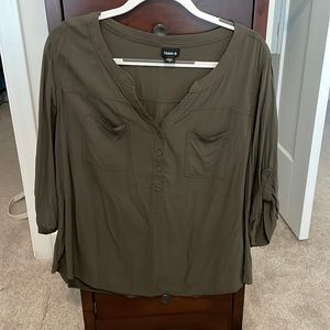 Torrid army green 3/4 length sleeve blouse size 2